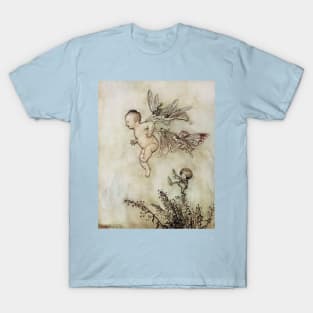 Fairies Teaching Peter to Fly - Peter Pan in Kensington Gardens - Arthur Rackham T-Shirt